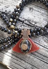 Gold Double Stranded Obsidian Necklace