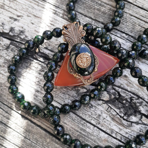 Green Double Stranded Statement Necklace