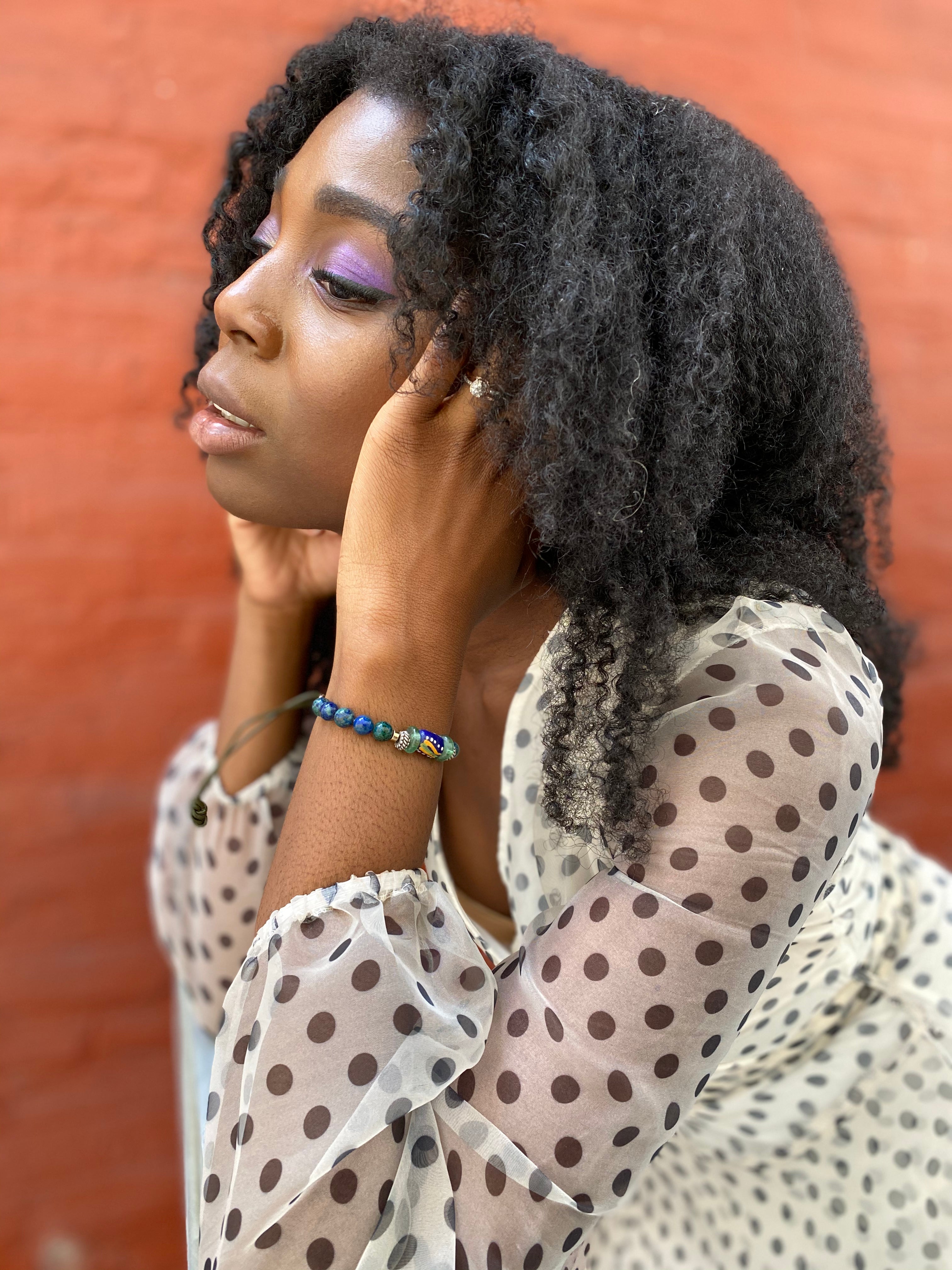 Azurite Krobo Beaded Bracelet
