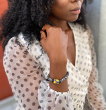 Larvikite Stainless Steel Beaded Bracelet