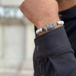 Howlite Stainless Steel Beaded Bracelet