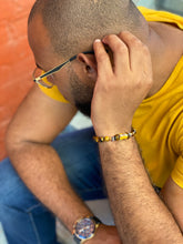 Tiger Eye Stainless Steel Beaded Bracelet with Lobster Clasp
