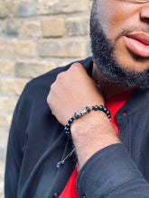 Onyx Stainless Steel Beaded Bracelet with Lobster Clasp