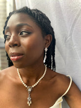 Antique Gold Victoria Pearl and Cubic Zirconia Necklace