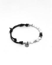 Adjustable Howlite Beaded Bracelet with Onyx