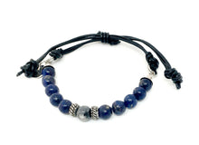 Adjustable Lapis Beaded Bracelet with Larvikite