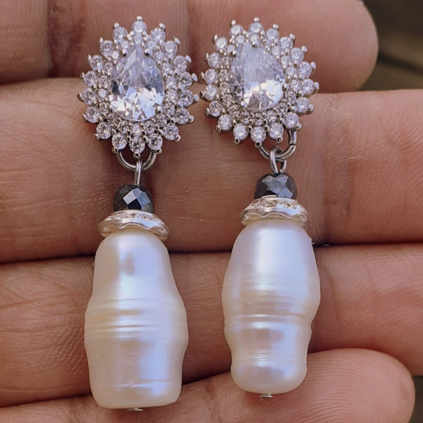 Olivia Freshwater Pearl and Cubic Zirconia Earrings
