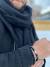 Adjustable Onyx Beaded Bracelet with Howlite