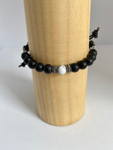 Adjustable Onyx Beaded Bracelet with Howlite
